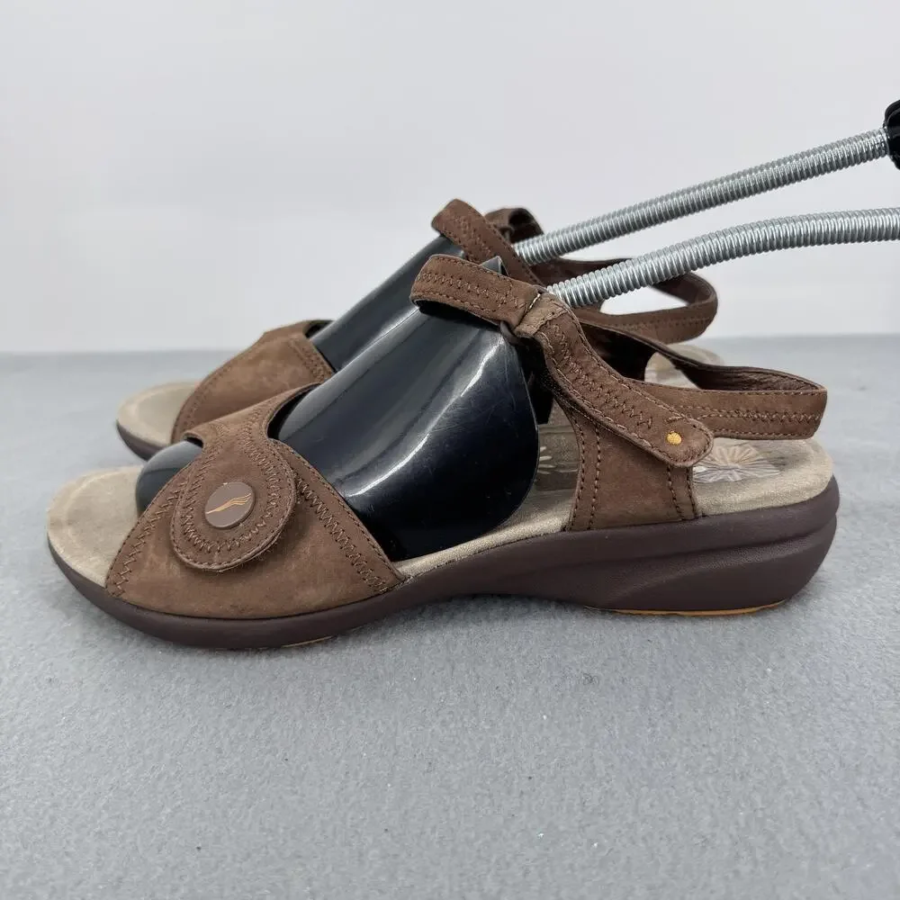 Dansko Sandals Womens Size 7.5 Brown Leather Slingback Wedge Comfort Shoes‎